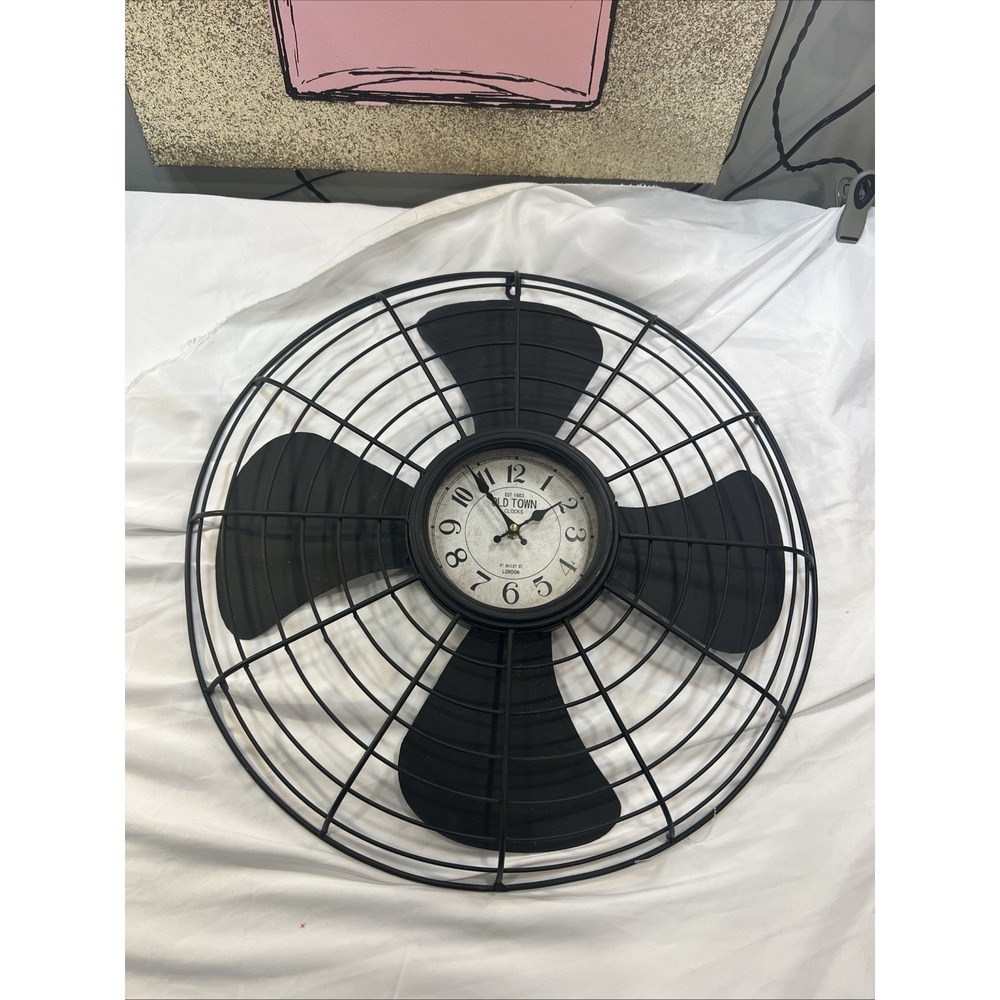 16.5" Metal Fan Quartz‎ Analog Clock, Chocolate